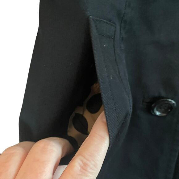 H&M Women Coat 4 Black Contrast Lining Trench Long Line Stylish Jacket Chic - Picture 5 of 11